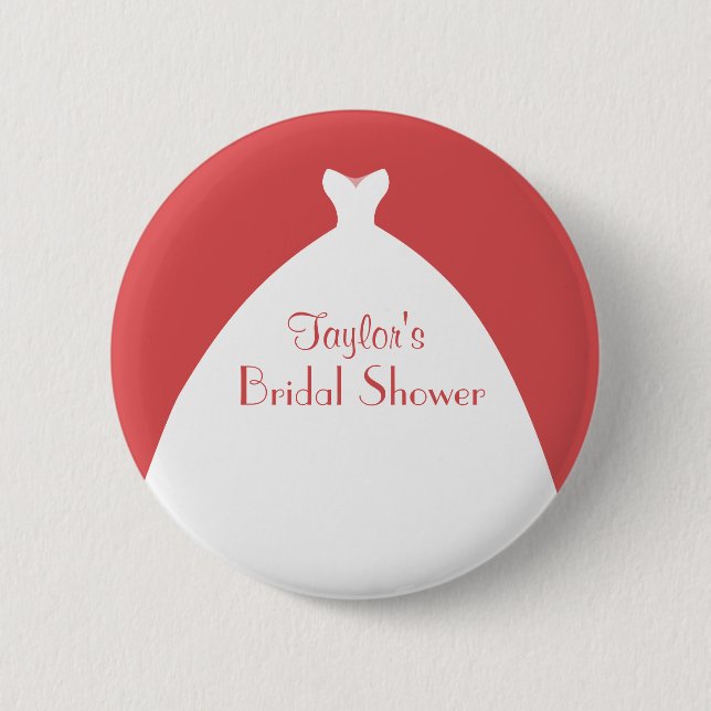 Bridal Shower Party Wedding Gown 2 Inch Round Button (Front)