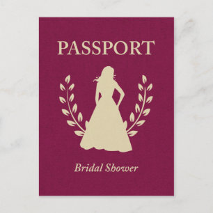 Bridal Shower Passport Invitation Postcard