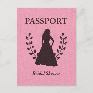 Bridal Shower Passport Invitation Postcard
