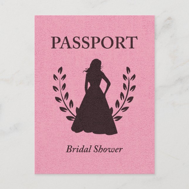 Bridal Shower Passport Invitation Postcard (Front)