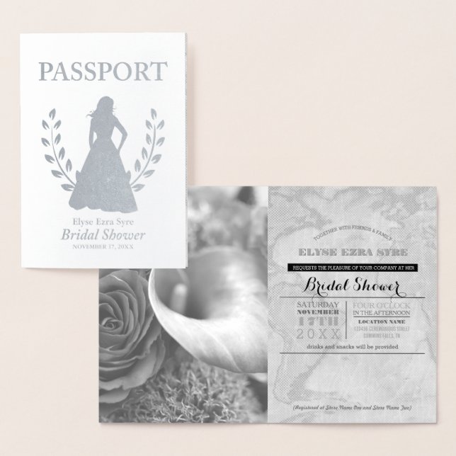 Bridal Shower passport silver foil Card (Display)