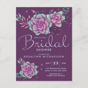 BRIDAL SHOWER   Pastel Succulent Floral Postcard