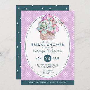 BRIDAL SHOWER   Pastel Watercolor Cactus Invitation