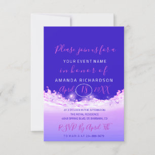 Bridal Shower Pastels Pink Wave Ocean Cobalt Ombre Invitation