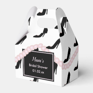 Bridal Shower Pearls and Heals Wedding Black Pink Favor Box