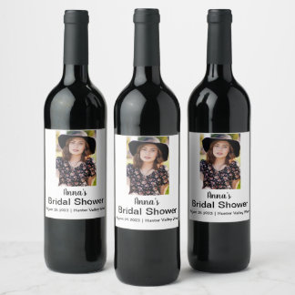 Bridal shower Personalized Name Photo Wine Label