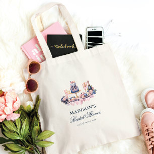 Bridal Shower Personalized Watercolor Wedding Tote Bag