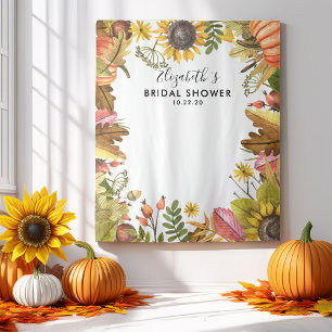 Bridal Shower Photo Backdrop Autumn Leaves Pumpkin Tapestry