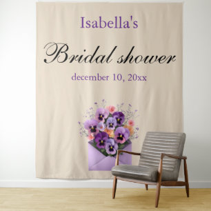 Bridal Shower Photo Backdrop   Blush Ivory Elegant Tapestry