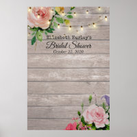 Bridal Shower Photo Backdrop Flowers Wood Lights