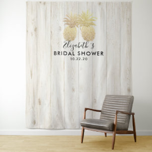 Bridal Shower Photo Backdrop Gold Pineapple Couple Tapestry