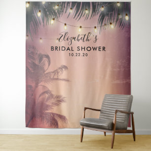 Bridal Shower Photo Backdrop Summer Palm Trees Tapestry