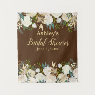 Bridal Shower Photo Booth Backdrop Cream Gold Prop Tapestry