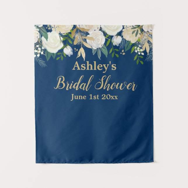 Bridal Shower Photo Booth Backdrop Photo Prop Gold Tapestry (Front)