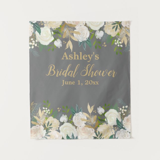 Bridal Shower Photo Booth Backdrop Rustic For Her Tapestry (Front)