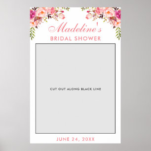 Bridal Shower Photo Booth Prop Pink Floral Poster