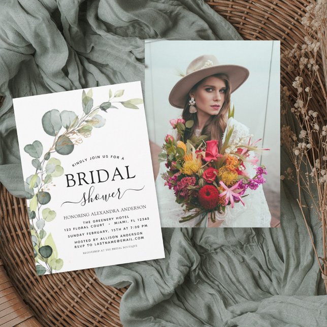 Bridal Shower Photo Greenery Eucalyptus Invitation (Creator Uploaded)