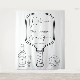 Bridal Shower Pickleball & Prosecco Backdrop Tapestry