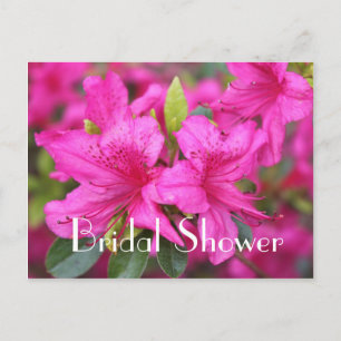 Bridal shower, pink azalea flowers invitation postcard
