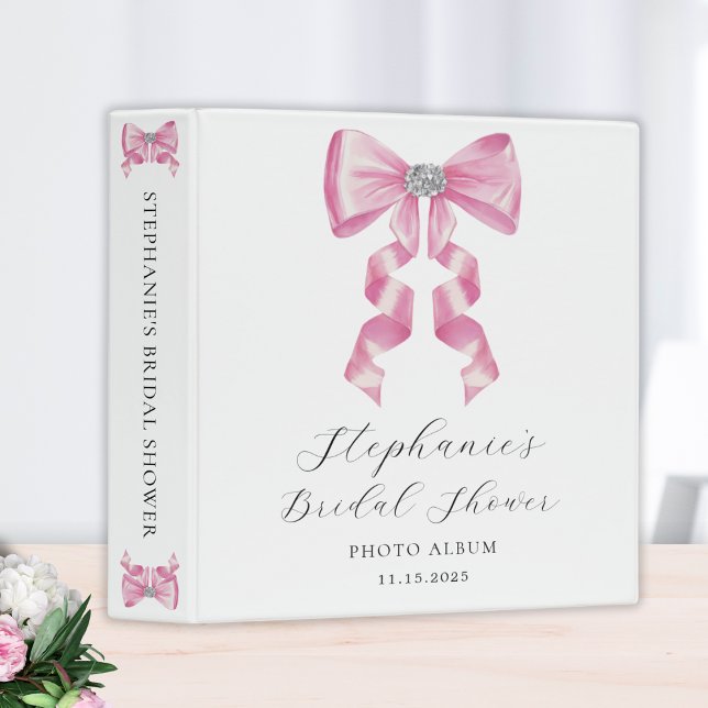 Bridal Shower Pink Bow Glam Photo Album Binder (Creator Uploaded)