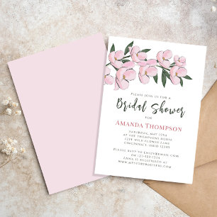 Bridal Shower Pink Floral Cherry Blossoms Invitation