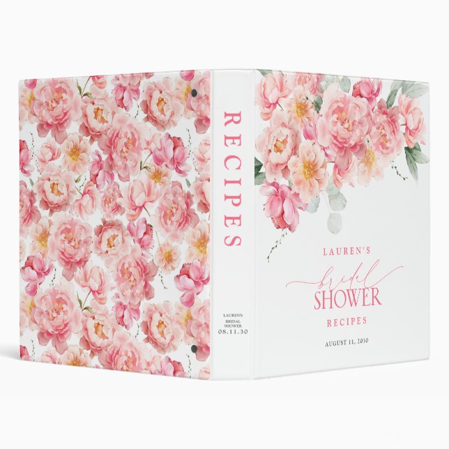 Bridal Shower Pink Floral Elegant Greenery Recipe Binder (Background)