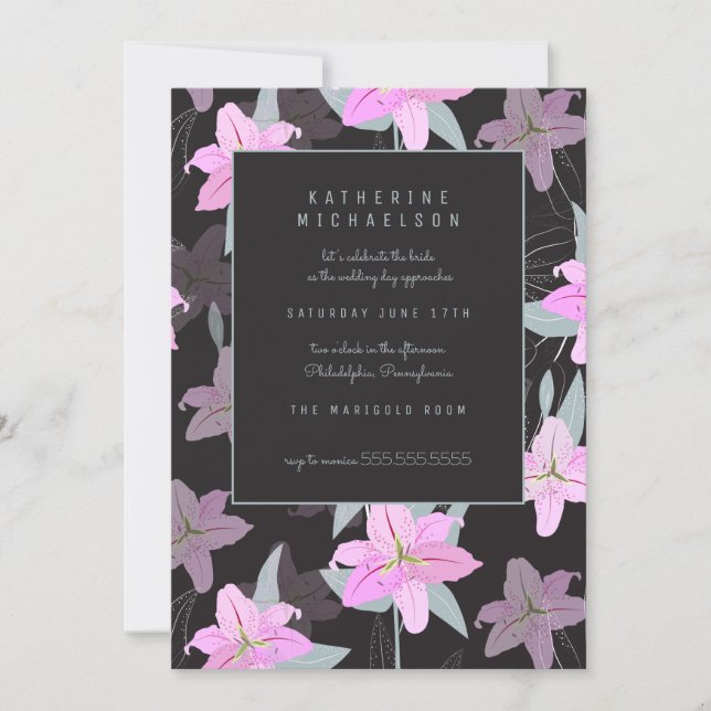 BRIDAL SHOWER | Pink Lily Invitation (Front)