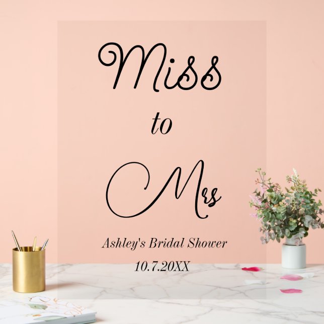 Bridal Shower Pink Miss to Mrs Sign Foam Boards (Wedding)