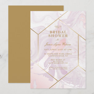 BRIDAL SHOWER   Pink Purple Marble Swirl Invitation