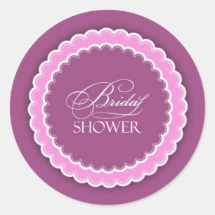 Bridal Shower Pink Purple Polka Classic Round Sticker