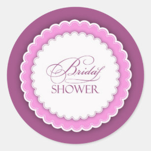 Bridal Shower Pink Purple Polka Classic Round Sticker