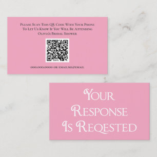 Bridal Shower Pink RSVP QR Code Response Card