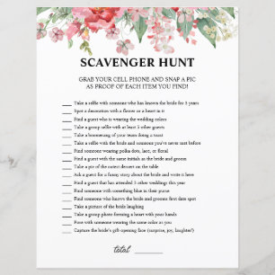 Bridal Shower Pink Scavenger Hunt