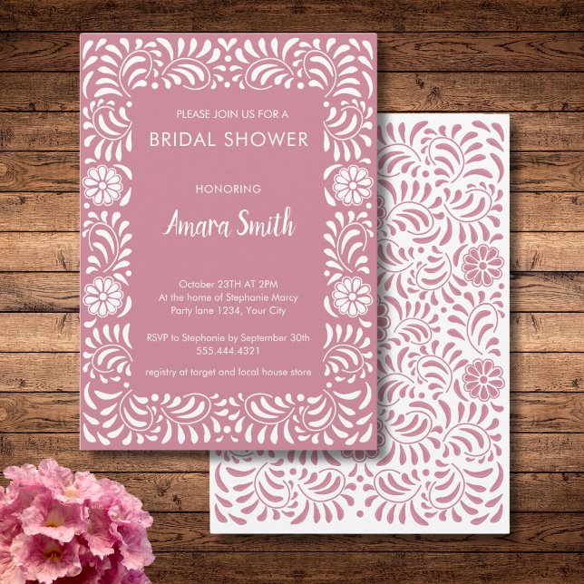 BRIDAL SHOWER PINK TALAVERA FLOWERS Invitation (Creator Uploaded)