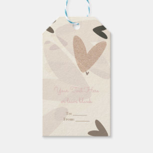 Bridal Shower Pink & Taupe Hearts Chic Favour Gift Tags