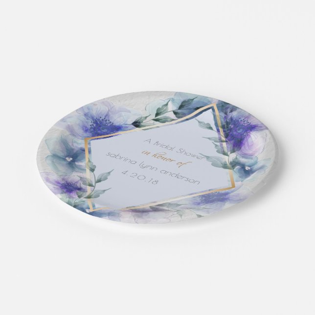 Bridal Shower Plates | Watercolor Violet Flowers (Angled)