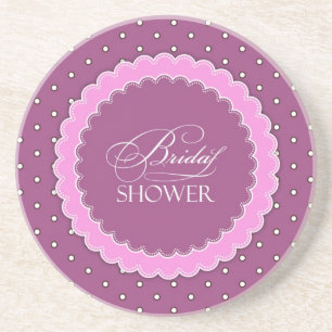 Bridal Shower Polka Pink Purple Coaster