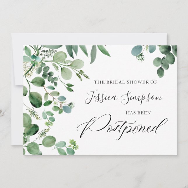 Bridal Shower Postponed Change the Date Eucalyptus Invitation (Front)