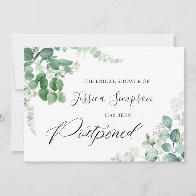 Bridal Shower Postponed Change the Date Eucalyptus Invitation (Front)