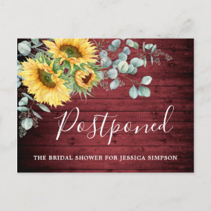 Bridal Shower Postponed Date Sunflowers Eucalyptus Postcard