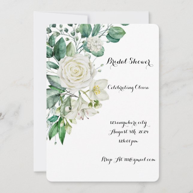 BRIDAL SHOWER PRETTY FLORAL INVITATION (Front)