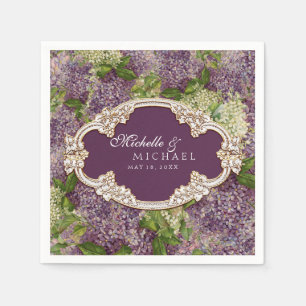 Bridal Shower Pretty Lilacs Floral Vintage Gold Napkin
