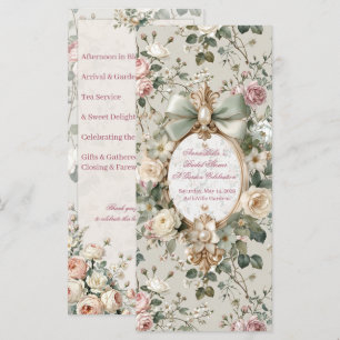 Bridal Shower Program Card Romantic Blush Rose