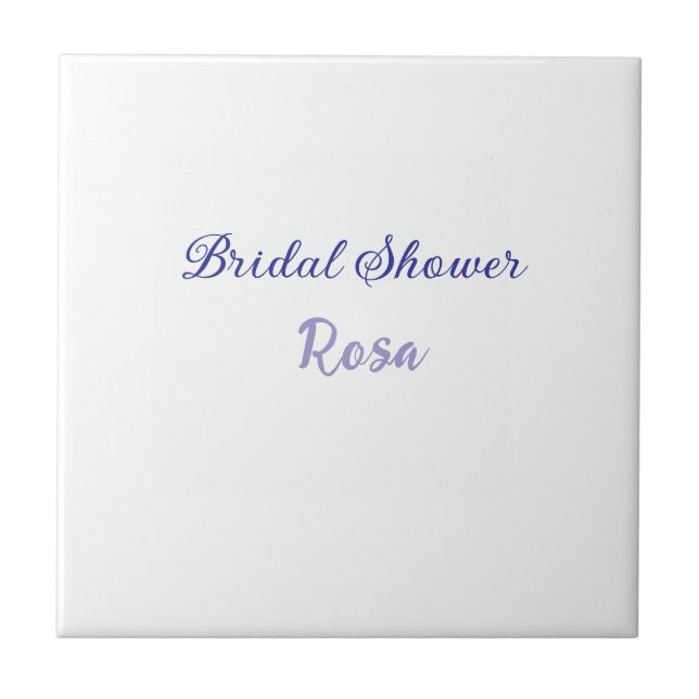 Bridal shower purple add name date elegantstylish  tile (Front)