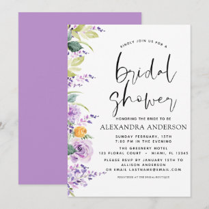 Bridal Shower Purple Floral Greenery Invitation