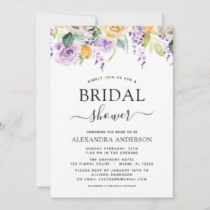 Bridal Shower Purple Greenery Botanical Invitation