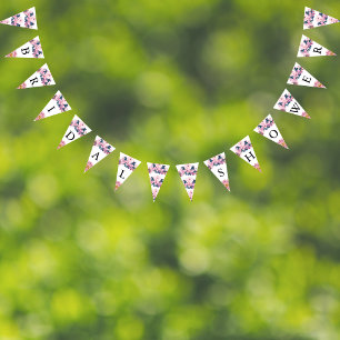  Bridal Shower Purple Pink Rustic Floral Winery  Bunting Flags