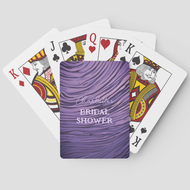 Bridal Shower Purple Silky Satin Poker Playing Cards (Back)
