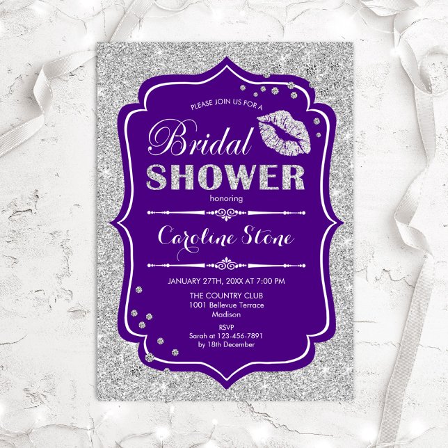 Bridal Shower - Purple Silver Invitation (Creator Uploaded)