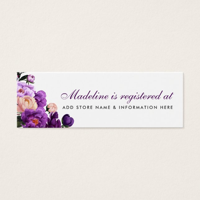 Bridal Shower Purple Violet Registry Insert Card (Front)